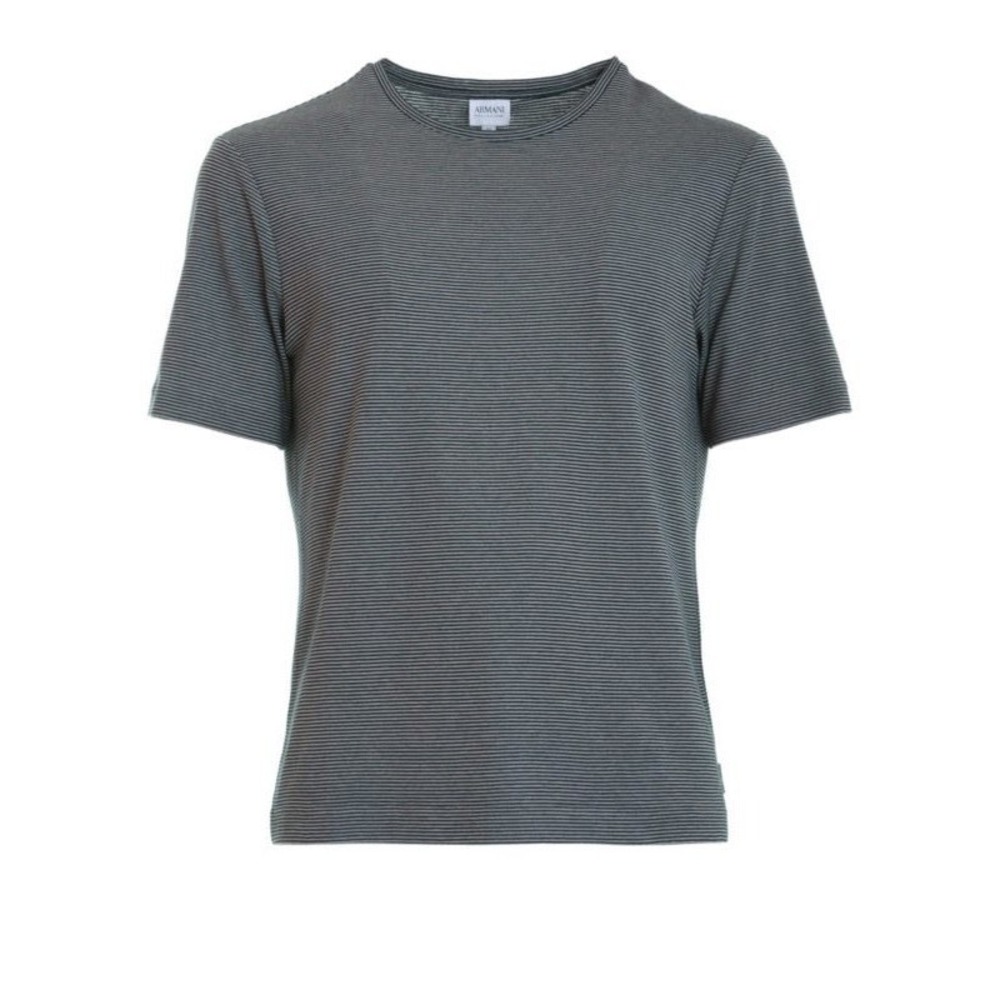 Armani Collezioni Mens Micro Stripe Short Sleeve T-Shirt Grey Black Large